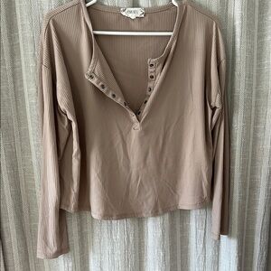 Pink Rose cropped Henley